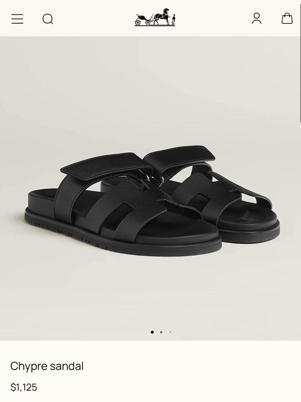 Hermès Chypre sandal in black calfskin leather size 39 Style H222100Z, 2024